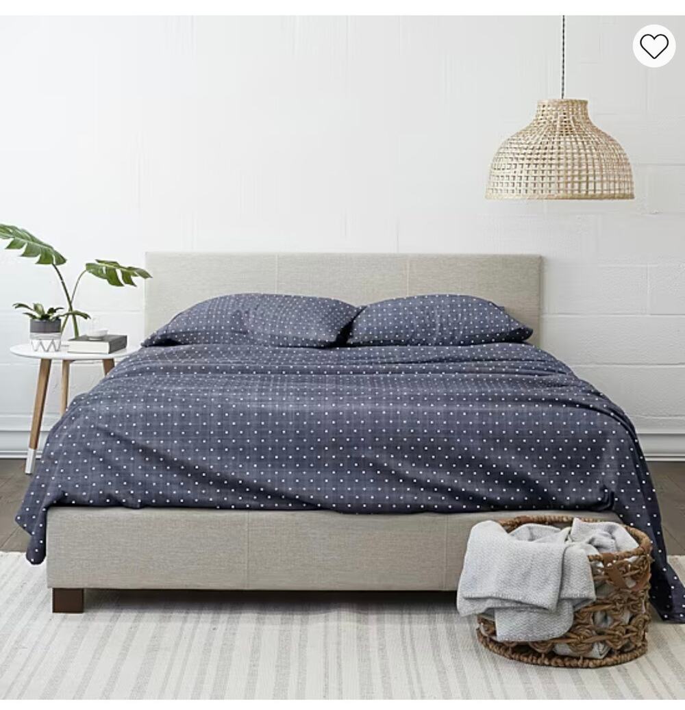 NEW! Casual Comfort iEnjoy QUEEN 4PC Premium Polka Dot Pattern Sheet Set Navy